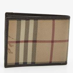 Burberry Beige/Brown Haymarket Check Coated Canvas and Leather Bifold Wallet
