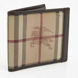 Burberry Beige/Brown Haymarket Check Coated Canvas and Leather Bifold Wallet