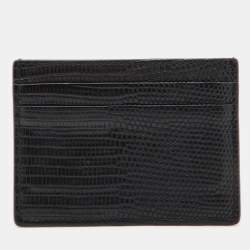 Pre Owned Burberry Black Lizard Card Holder