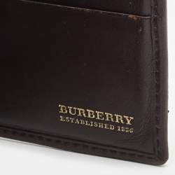 Pre Owned Burberry Beige/Brown Haymarket PVC and Leather Bifold Wallet