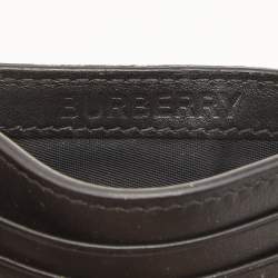 Pre Owned Burberry Black/Beige House Check Coated Canvas and Leather Money Clip Card Holder
