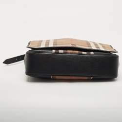 Burberry Black/Beige Haymarket Fabric and Leather Messenger Bag