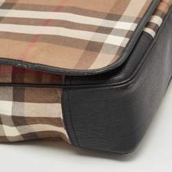 Burberry Black/Beige Haymarket Fabric and Leather Messenger Bag