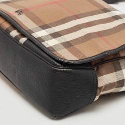 Burberry Black/Beige Haymarket Fabric and Leather Messenger Bag