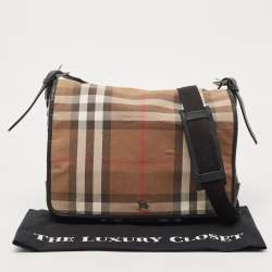Burberry Black/Beige Haymarket Fabric and Leather Messenger Bag