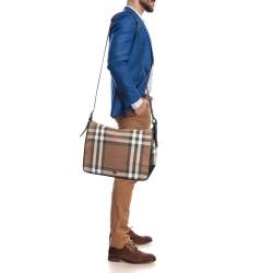Burberry Black/Beige Haymarket Fabric and Leather Messenger Bag