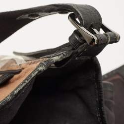 Burberry Black/Beige Haymarket Fabric and Leather Messenger Bag
