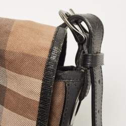 Burberry Black/Beige Haymarket Fabric and Leather Messenger Bag