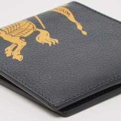 Burberry Navy Blue/Green Printed Leather Bifold Wallet