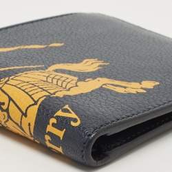 Burberry Navy Blue/Green Printed Leather Bifold Wallet