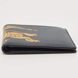 Burberry Navy Blue/Green Printed Leather Bifold Wallet