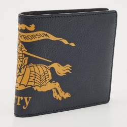 Burberry Navy Blue/Green Printed Leather Bifold Wallet