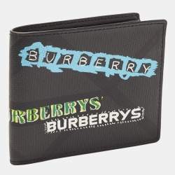 Burberry Charcoal Check Grafitti Print Coated Canvas Bifold Wallet