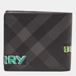 Burberry Charcoal Check Grafitti Print Coated Canvas Bifold Wallet