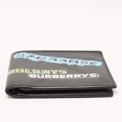 Burberry Charcoal Check Grafitti Print Coated Canvas Bifold Wallet