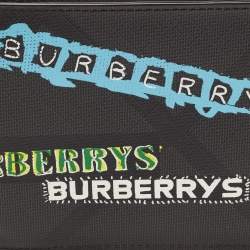 Burberry Charcoal Check Grafitti Print Coated Canvas Bifold Wallet