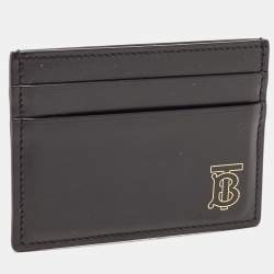 Burberry Black TB Logo Leather Card Holder
