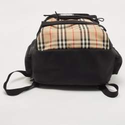 Burberry Black/Beige Vintage Check Canvas Large Nevis Backpack