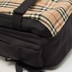 Burberry Black/Beige Vintage Check Canvas Large Nevis Backpack