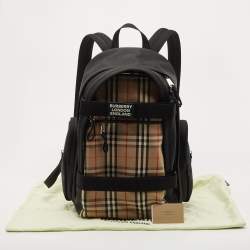 Burberry Black/Beige Vintage Check Canvas Large Nevis Backpack