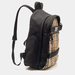 Burberry Black/Beige Vintage Check Canvas Large Nevis Backpack
