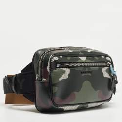 Burberry Green Camo Print Coated Canvas and Leather West Belt Bag