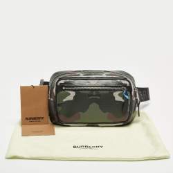 Burberry Green Camo Print Coated Canvas and Leather West Belt Bag