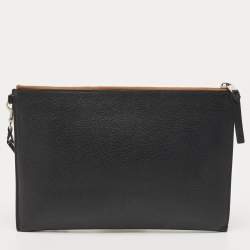 Pre Owned Burberry Black Leather Wristlet Zip Pouch