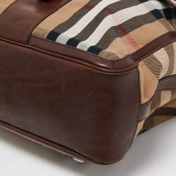 Burberry Brown/Beige Beige House Check Canvas and Leather Messenger Bag