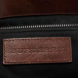 Burberry Brown/Beige Beige House Check Canvas and Leather Messenger Bag