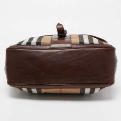 Burberry Brown/Beige Beige House Check Canvas and Leather Messenger Bag
