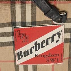 Burberry Beige/Black House Check PVC and Leather Patchwork Wristlet Pouch