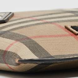 Burberry Beige/Black House Check PVC and Leather Patchwork Wristlet Pouch