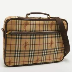 Burberry Beige Haymarket Coated Canvas Briefcase