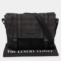 Burberry Grey/Black Smoke Check Nylon and Leather Messenger Bag