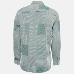 Pre Owned Burberry Green Gingham Logo Embroidered Cotton Buttoned Down Shirt L