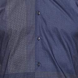 Burberry Navy Blue Printed Cotton Button Down Shirt S