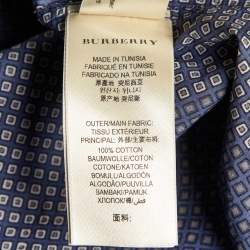 Burberry Navy Blue Printed Cotton Button Down Shirt S