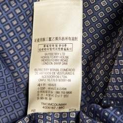 Burberry Navy Blue Printed Cotton Button Down Shirt S