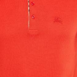Pre Owned Burberry Red Cotton Knit Polo T-Shirt S