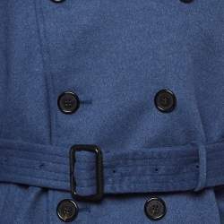 Burberry Blue Wool Double Breasted Trench Coat XL
