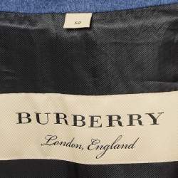 Burberry Blue Wool Double Breasted Trench Coat XL