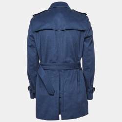 Burberry Blue Wool Double Breasted Trench Coat XL
