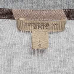 Burberry Brit Grey Cashmere & Cotton Knit Shoulder Patched Sweatshirt L