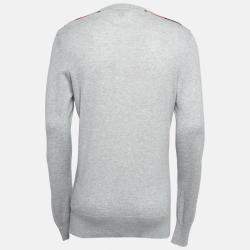 Burberry Brit Grey Cashmere & Cotton Knit Shoulder Patched Sweatshirt L