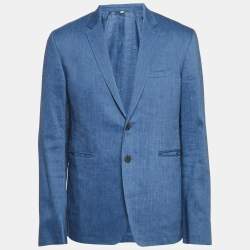 Burberry Blue Linen & Wool Tailored Blazer XL