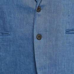 Burberry Blue Linen & Wool Tailored Blazer XL