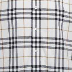 Pre Owned Burberry White Caxton Checks Cotton Long Sleeve Shirt XXL