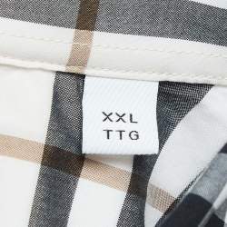 Pre Owned Burberry White Caxton Checks Cotton Long Sleeve Shirt XXL