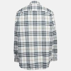 Pre Owned Burberry White Caxton Checks Cotton Long Sleeve Shirt XXL